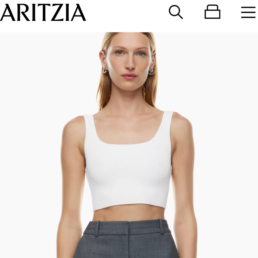DARK PURPLE Aritzia Babaton Sculpt Knit Squareneck Cropped Tank